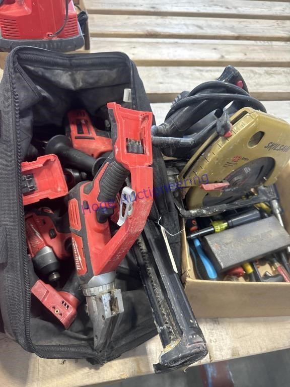 MILWAUKEE TOOLS IN BAG, NO CHARGER OR BATTERIES,