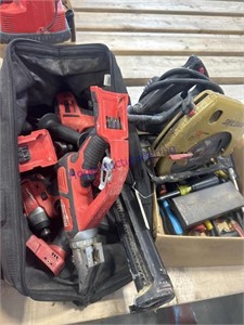 MILWAUKEE TOOLS IN BAG, NO CHARGER OR BATTERIES,
