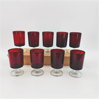Vtg LUMINARC Ruby Red Cordial Liquor Glasses