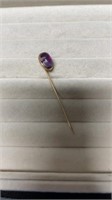 14k Gold Purple Stone Stick Pin