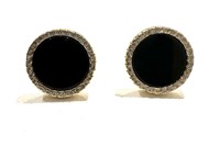 Sterling Silver Onyx Austrian Crystal Earrings