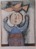 Boulanger Print, "Woman with Bird"