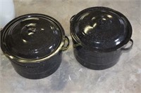 2 Large Enamel Canners