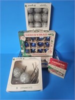 VINTAGE CHRISTMAS-3BOXES OF ORNAMENTS AND 1 BOX OF