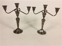 Pair of Weighted Sterling Steel Candleabras