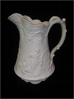 Lovely Salt-Glaze ivory pitcher w/Hunting scenes