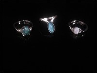 (2) Sterling Silver and (1) Silver Tone Rings