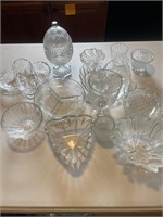 Assorted clear glass items