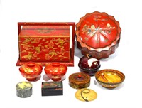 Group of Asian Lacquered Containers