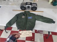 US Air Force USAF jacket w 8 patches & JVC boombox