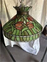 STAINED GLASS TULIP HANGING LIGHT FIXTURE  12 in