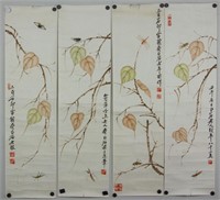 Qi Baishi 1864-1957 4PC Watercolour on Paper