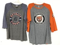 Two Detroit Tigers women’s baseball tees