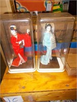 (2) Oriental Figurines In Orginal Cases, Metal