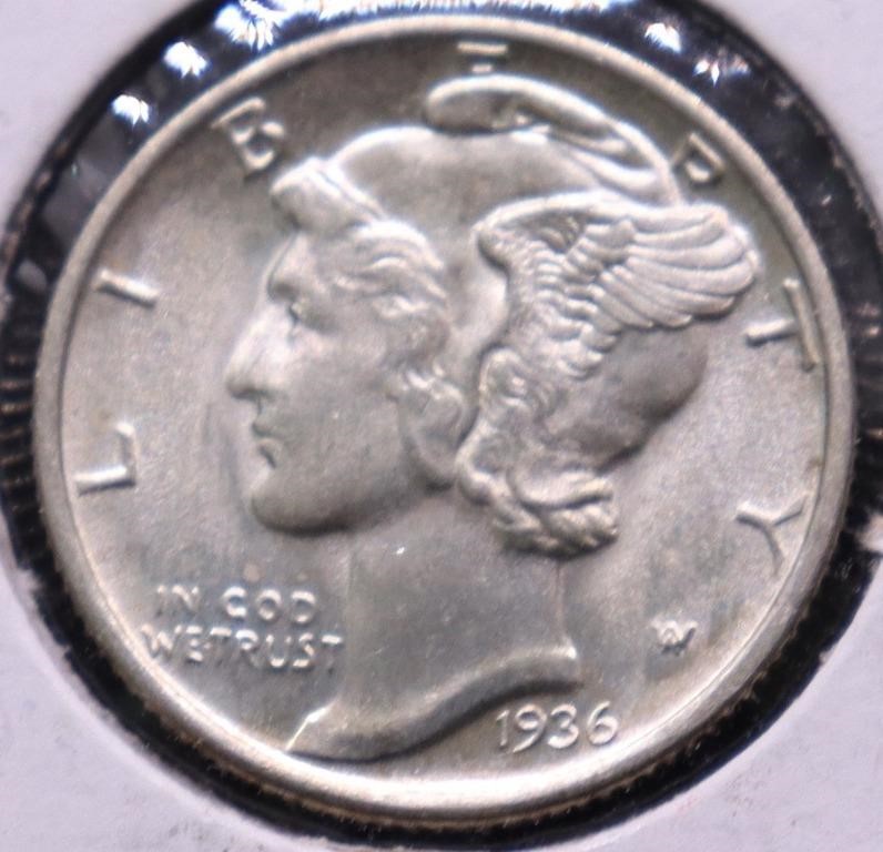 1936 CHOICE BU MERCURY DIME