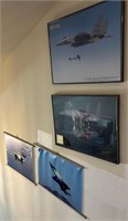W - 4 PIECES MILITARY AIRCRAFT PRINTS FRAMED (A75)