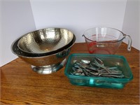 Strainer, Bowl, 8 C Measuring Cup, and Utensils -