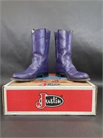 Justin Purple Leather Women’s Cowboy Boots
