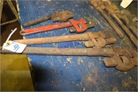 4 Vintage Pipe Wrenches - 10" to 24"