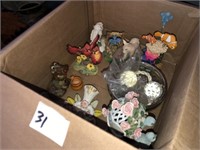 Box of Porcelain Collectibles ~ Birds & Other Decr