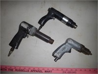 3pc Air Tools - 2 Air Drills & Air Chisel Hammer
