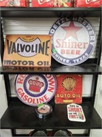 2 Shelf lot of Collectible Metal Signs