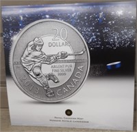 2013 20.00 Hockey Coin .9999 Silver NO TAX