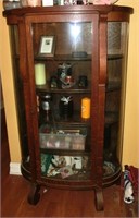 Oak Curved glass china cabinet c.1900 no contents