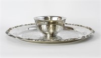 Round Silver Plate Chip & Dip Serving Platter