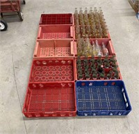 Large Lot of Plastic Drink Crates and Bottles