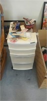 4 drawer plastic storage unit on wheels, and