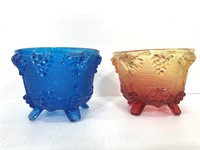 Blue & red yellow glass candy dishes