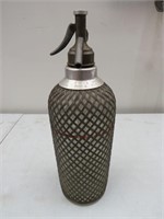 Vintage Seltzer Bottle w Metal Sheath London Works