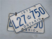 1972 Ontario Canada Matching License Plates Retro