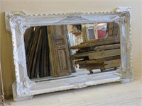 Large Silver Gilt Framed Beveled Mirror.