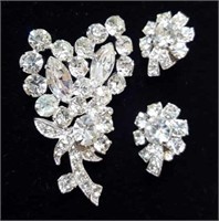 Eisenberg Ice brooch and clip-on earring set