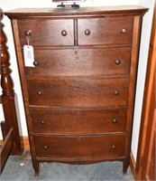 Antique Oak six drawer dresser 50” tall