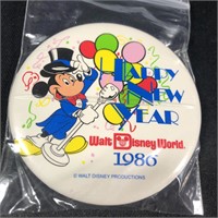 Disney World Badge Button: Happy New Year 1986