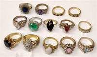 (14) Stunning Vintage Costume Jewelry Rings