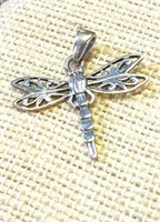 .925 Sterling Silver Dragon Fly Pendant