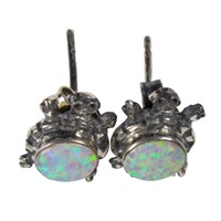 Sterling Silver Fire Opal Turtle Earrings