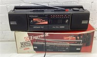 Vintage Emerson Dual Cassette Boom box Stereo
