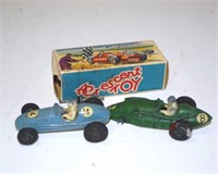 Two Crescent Toy Co racing cars