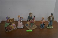 Five Vintage Porcelain Statues