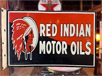 28 x 18” Porcelain Red Indian Wall Mount Sign