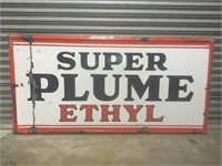 Super Plume Ethyl enamel sign embossed edge 6 X 3