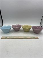 Vintage Lotus Rice Bowls Pastel Colors