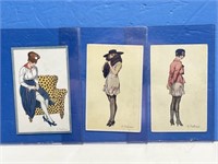 3x 1920s Les Petites Femmes Postcards -