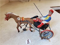 German Race Horse and Jockey Wind-up Tin Toy