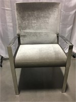 Grey Velvet Arm Chair w/ Stainless Steel Base